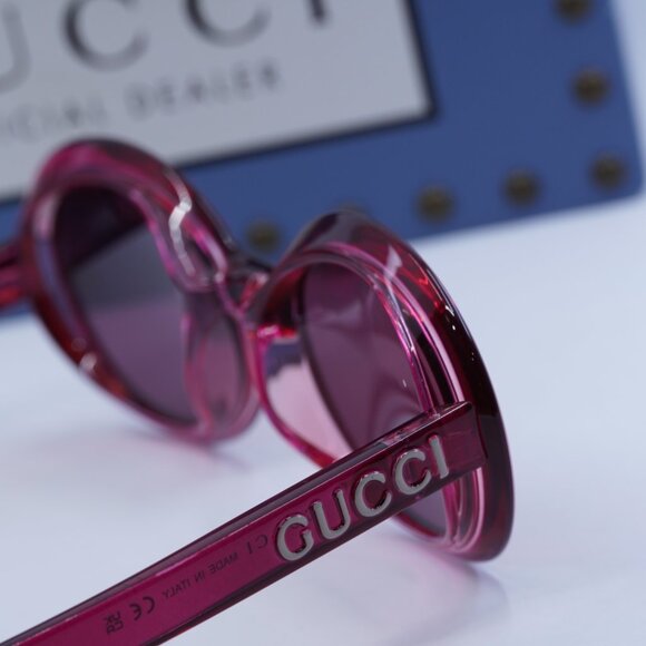 Gucci GG1722SA 004 Round Sunglasses - Shiny Transparent Dark Cyclamen main image 11